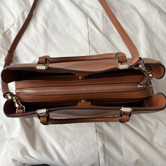 Kate Spade Leila Medium Triple Compartment Satchel Crossbody Bag Shoulder Brown - Picture 8 of 15